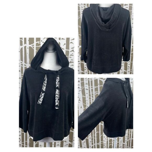 Reebok Terry Cloth Dolman Cropped Sleeve Hoodie - Picture 1 of 11